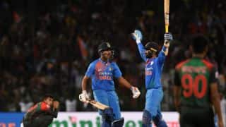 Nidahas Trophy 2018 final: Dinesh Karthik 1st Indian to slam last-ball six in T20Is in winning cause Nidahas Trophy 2018 final: Dinesh Karthik 1st Indian to slam last-ball six in T20Is in winning cause